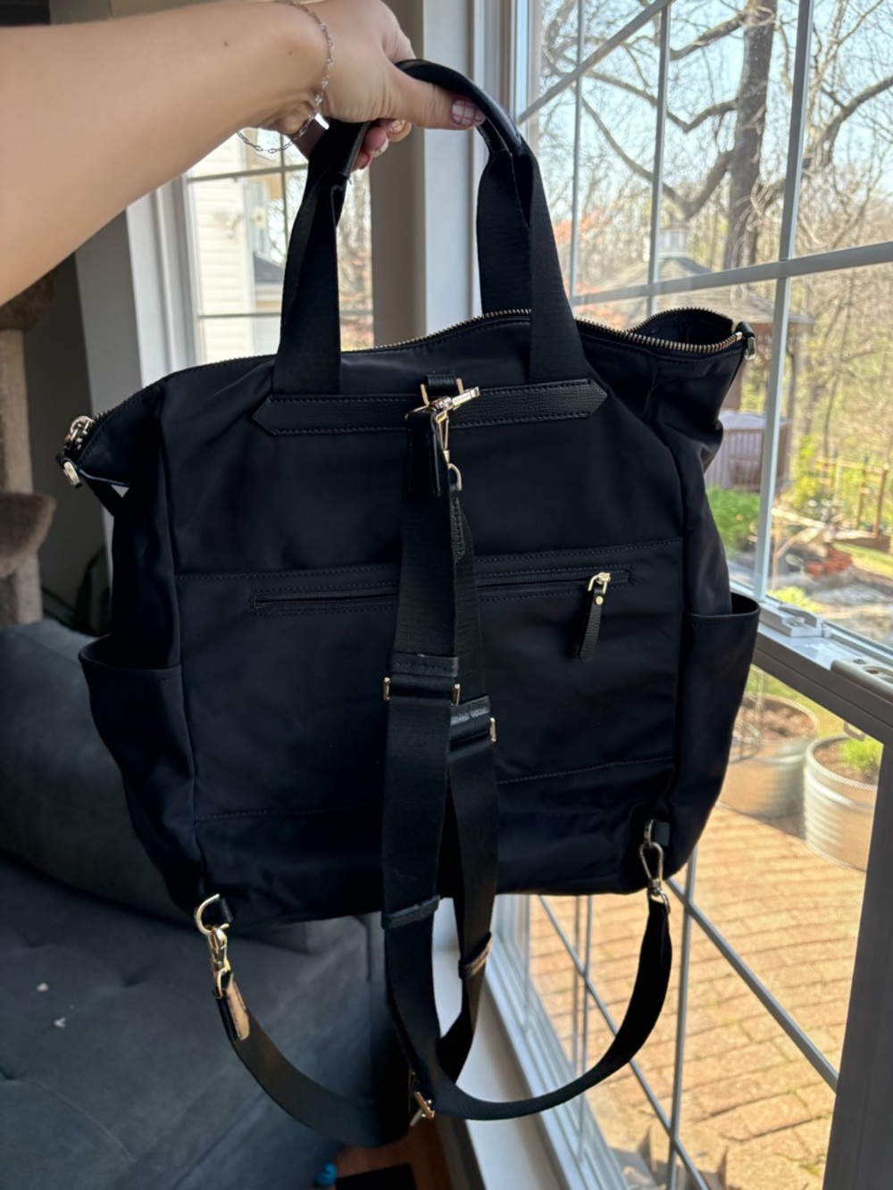 kate spade taylor convertible backpack Black Nylon Zip-Top - Picture 3 of 6